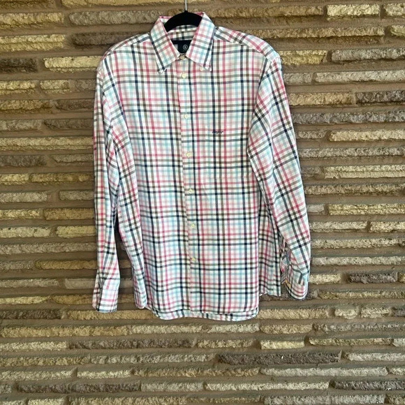 Bogner Men's Colorful Plaid Classic Button Down Shirt - Picture 7 of 7